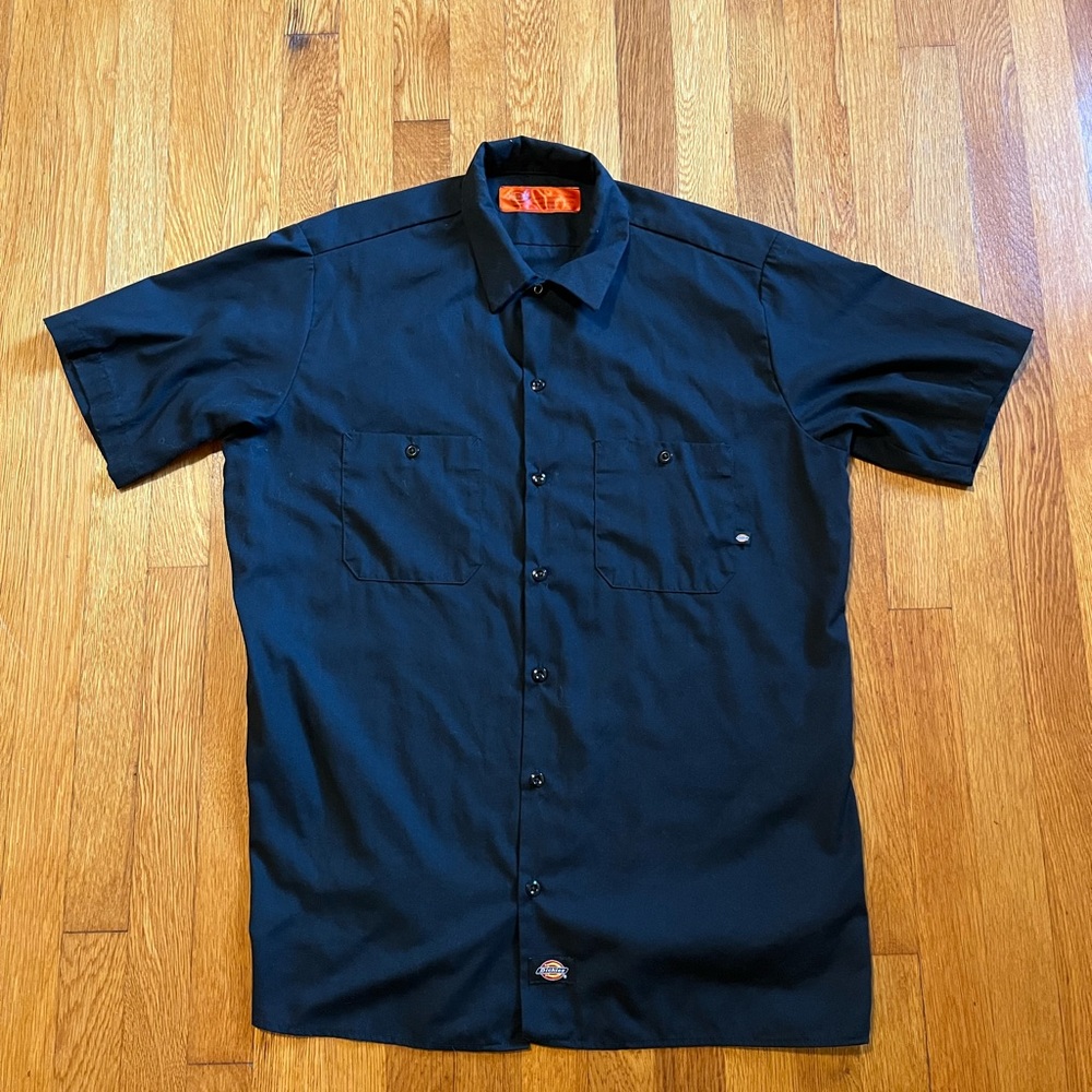 Dickies Shifter Hot Rod Kustom Garage Short Sleeve Button Down Work Shirt Large